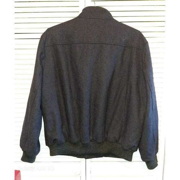 London Fog XL Men's Dark Gray Full-Zip Wool-Blend Bomber Jacket With Stand Colla - Picture 6 of 10